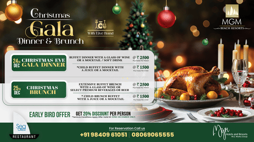 Christmas Gala event flyer with festive decorations and details